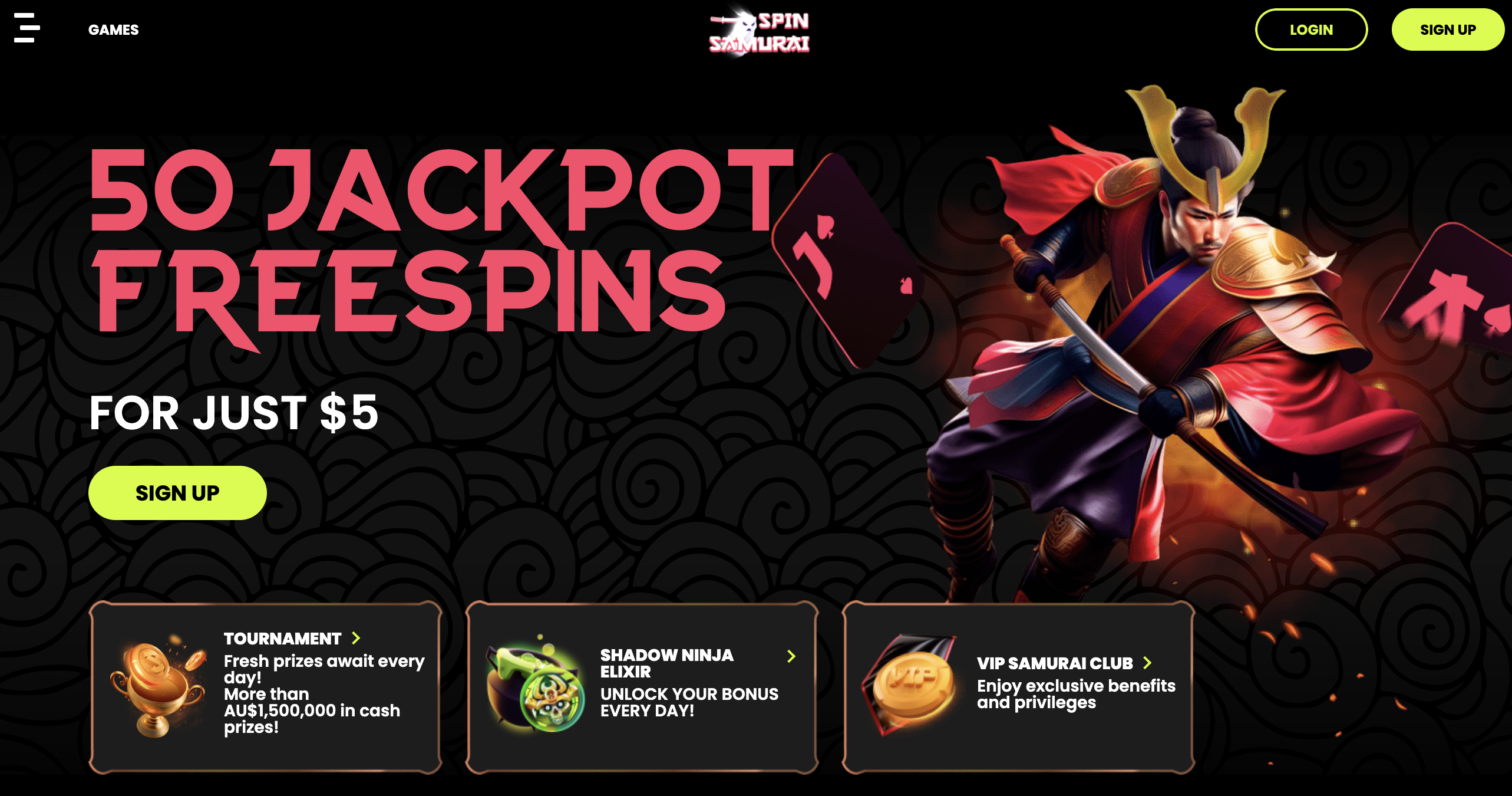SpinSamurai Casino screenshot